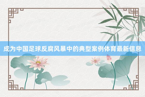 成为中国足球反腐风暴中的典型案例体育最新信息
