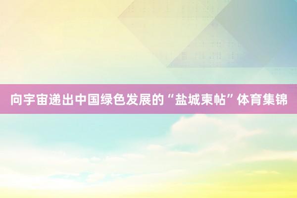 向宇宙递出中国绿色发展的“盐城柬帖”体育集锦