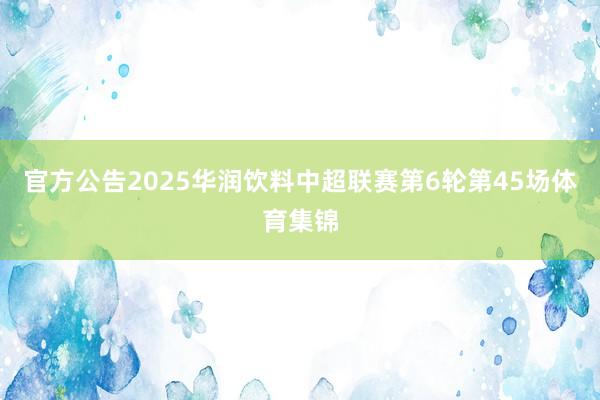 官方公告2025华润饮料中超联赛第6轮第45场体育集锦