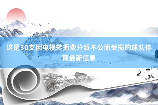 这是30支因电视转播费分派不公而受损的球队体育最新信息