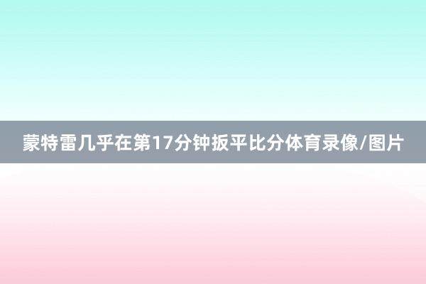 蒙特雷几乎在第17分钟扳平比分体育录像/图片