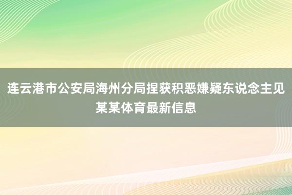 连云港市公安局海州分局捏获积恶嫌疑东说念主见某某体育最新信息