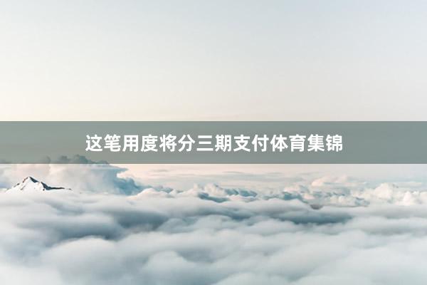 这笔用度将分三期支付体育集锦