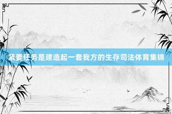 紧要任务是建造起一套我方的生存司法体育集锦