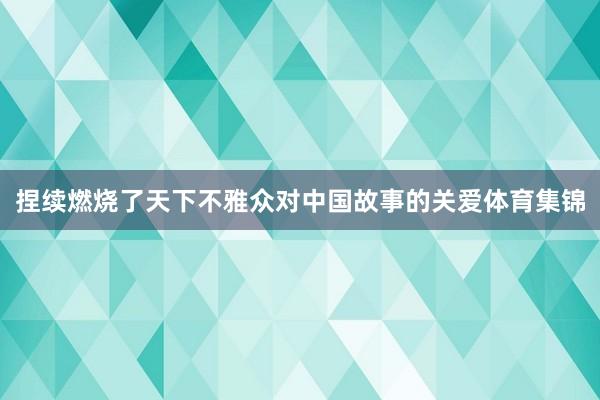 捏续燃烧了天下不雅众对中国故事的关爱体育集锦