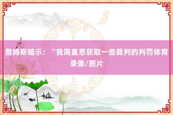 詹姆斯暗示：“我简直思获取一些裁判的判罚体育录像/图片